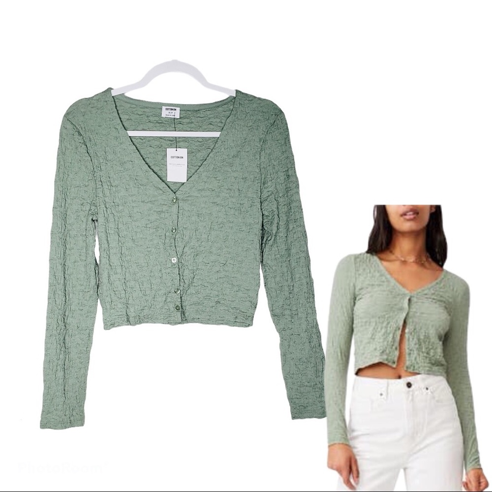 sage green cardigan top